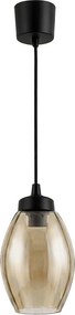 Brilagi - Lustră LED suspendată pe cablu R GLASS 1xE27/60W/230V, Ø 17 cm, negru/bej fumuriu