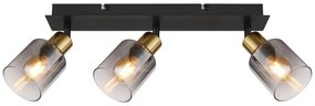 Plafoniera 3L design modern Hollsy negru, auriu