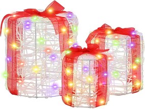 vidaXL Decorație cutie de cadou 3 pcs colorat 20 x 20 x 21 cm Acril