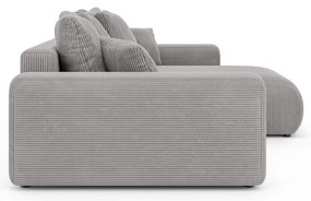 Colțar gri deschis extensibil/cu spațiu de depozitare cu tapițerie din catifea reiată (cu colț variabil) Luma – Ropez