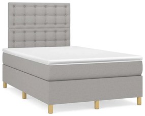 vidaXL Pat box spring cu saltea, gri deschis, 120x190 cm, textil