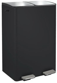 Coș de gunoi negru mat pentru reciclare/cu pedală 2x30 l din oțel Aliya – Spirella