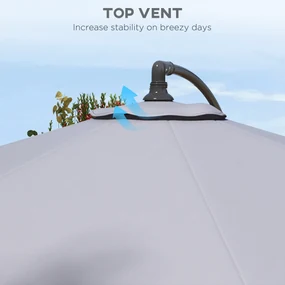 Outsunny Copertină de Rezervă pentru Umbrelă cu Priză de Aer, Rezistentă la UV și Apă, Ø295 cm, Gri | Aosom Romania