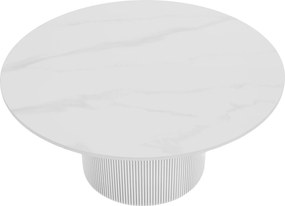Măsuţă de cafea, marmură albă/MDF, diametru 80 cm, MAHIR TYP 1