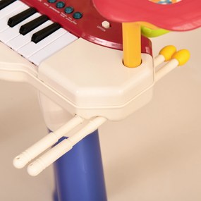 AIYAPLAY Orgă Pian 2 în 1 pentru Copii cu Set de Tobe, Instrument Muzical Electronic, Sunete Multiple, Lumini, 74x32.2x71cm | Aosom Romania