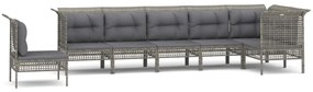 3187526 vidaXL Set mobilier de grădină cu perne, 7 piese, gri, poliratan