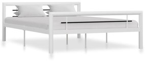 284546 vidaXL Cadru de pat, alb și negru, 120 x 200 cm, metal