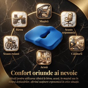 Perna ortopedica sezut memory foam cu gel si ventilatie ORTO COCCIS Plus Aero-Gel, Alb