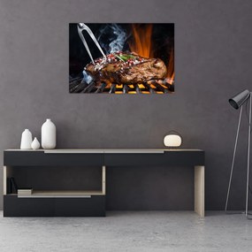 Tablou cu steac pe grill (90x60 cm)