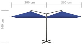 Umbrela de soare dubla cu stalp otel, albastru azur, 600x300 cm azure blue