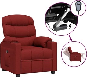 vidaXL Fotoliu rabatabil electric, roșu vin, material textil
