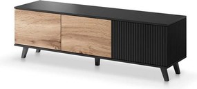 Comoda TV RANDOM , stejar wotan/negru, PAL furniruit, 150x40x47 cm