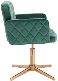 HR802CROSS Scaun Verde din Catifea cu Bază Aurie