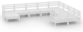 3083295 vidaXL Set mobilier de grădină, 10 piese, alb, lemn masiv de pin