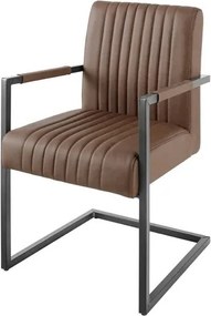 Scaun cu brate design retro Big Aston piele naturala maro vintage