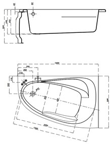 Cada baie pe colt Cersanit Joanna New, 140 x 90 cm, asimetrica, orientare dreapta, alba 1400x900 mm, Dreapta