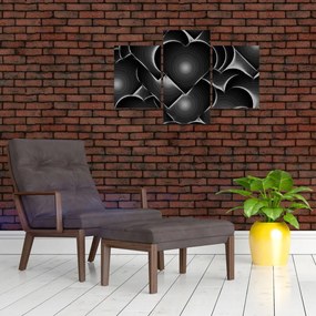 Tablou cu inimile alb - negre (90x60 cm)