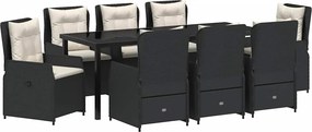 vidaXL Set de masă pentru grădină 9 pcs Negru poliratan