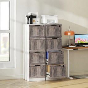 HOMCOM Cajonieră de Birou cu 4 Sertare Încuietoare 2 Chei Bare Suspendate pentru A4 Scrisoare 39,4x40x129 cm Alb și Lemn | Aosom Romania