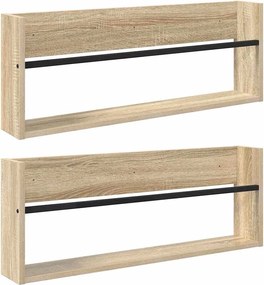 vidaXL Raft pentru reviste cu raft 2 pcs Stejar Sonoma 80 x 12 x 30 cm