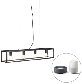 Lampă suspendată inteligentă industrială neagră cu 4 WiFi A60 - Cage