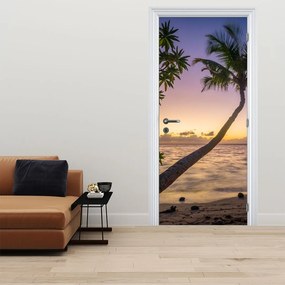 Fototapet pentru ușă - Palmier pe plajă (95x205cm)