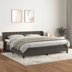 3127752 vidaXL Pat box spring cu saltea, gri închis, 200x200 cm, catifea