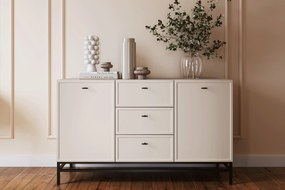 Comodă Lorini 150 cm cu sertare - cașmir / mânere negre T-bar / cadru