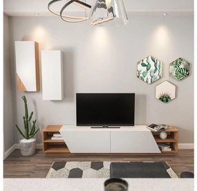 Mobilier living Ziva 2 (alb + teak). 1102661