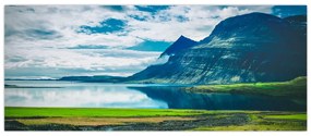 Tablou cu lac și munți (120x50 cm)