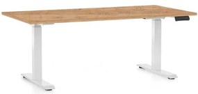 Masă înălțime reglabilă OfficeTech D, 160 x 80 cm, picioare albe, stejar kraft