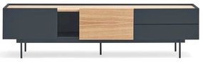 Comodă TV gri antracit-natural cu aspect de lemn de stejar 180x45 cm Otto – Teulat
