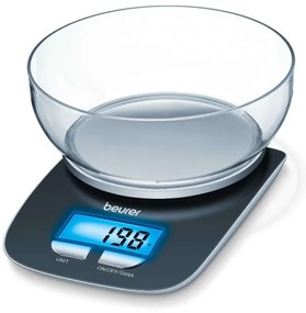 Cantar de bucatarie cu bol Beurer KS 25, 3 kg., 1,2 L, Afisaj digital, Incolor/Negru
