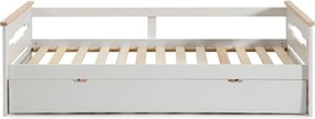 Pat cu extensie din lemn de pin alb pentru copii 90x190 cm Elisa - Marckeric