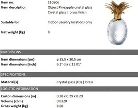 Vas depozitare, obiect decorativ design LUX Pineapple alama antic/ sticla