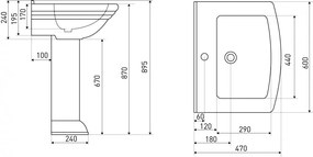 Lavoar ceramic Kleopatra 13, cu piedestal