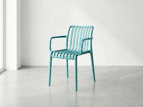 Scaun din plastic TREGO cu brate, albastru