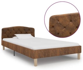 284937 vidaXL Cadru de pat, maro, 100 x 200 cm, piele întoarsă ecologică