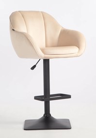 HR2055KW Scaun Crem din Catifea cu Bază Neagră