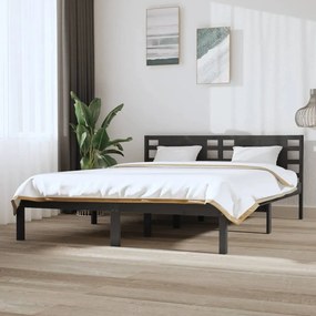 3104215 vidaXL Cadru de pat, gri, 120x200 cm, lemn masiv de pin