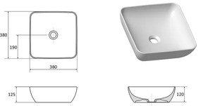 Ravak XJX01138001 - Lavoar pentru blat UNI SLIM 38x38 cm ceramică/alb