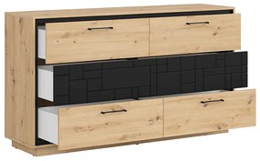 Comodă Pont KOM6S (Stejar artisan + Negru mat). 1063043