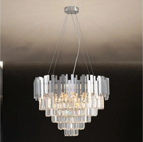 Lustru cu cristale pe cablu PLAZA 9xE14/40W/230V Ø 60 cm argintiu