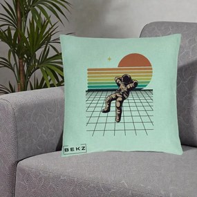Perna Decorativa Astronaut Retro Space, 40x40 cm, Verde Menta, Husa Detasabila, Perna Inclusa, BEKZ®