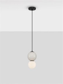 Pendul LED decorativ portelan gri deschis, sticla alb, NOESIS