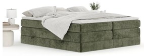 Pat boxspring verde închis cu spațiu de depozitare/fără tăblie 200x200 cm Juniper – Maison de Rêve