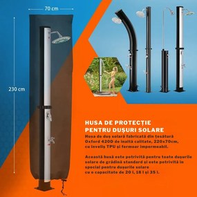 Duș solar KARIBIK, 35 l, argintiu/negru Jurhan