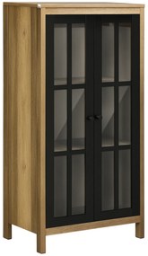 HOMCOM Dulap pentru Bucătărie Modern cu Uși din Sticlă, Ideal pentru Sufragerie și Birou, Design Contemporan, Maro | Aosom Romania