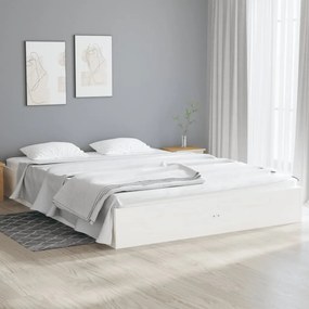 vidaXL Cadru de pat, alb, 140x190 cm, lemn masiv