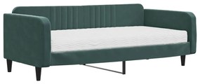 3197048 vidaXL Pat de zi cu saltea, verde închis, 100x200 cm, catifea